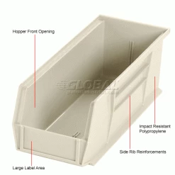 Akro-Mils® AkroBin® Plastic Stack & Hang Bin, 5-1/2"W x 14-3/4"D x 5"H, Stone - Pkg Qty 12 -Containers & Organizers Sales Store 188015BG 1wco