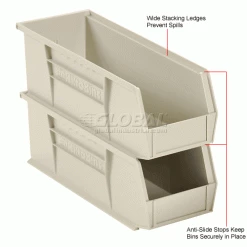 Akro-Mils® AkroBin® Plastic Stack & Hang Bin, 5-1/2"W x 14-3/4"D x 5"H, Stone - Pkg Qty 12 -Containers & Organizers Sales Store 188015BG 4wco