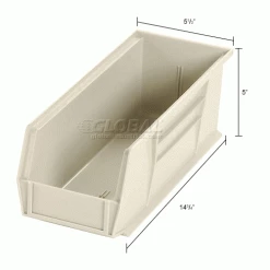 Akro-Mils® AkroBin® Plastic Stack & Hang Bin, 5-1/2"W x 14-3/4"D x 5"H, Stone - Pkg Qty 12 -Containers & Organizers Sales Store 188015BG dim