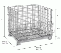 Global Industrial Folding Wire Container 32"L x 20"W x 21"H, 1000 Lb. Capacity 102 Global Industrial Folding Wire Container 32"L x 20"W x 21"H, 1000 Lb. Capacity -Containers & Organizers Sales Store 198642 dim