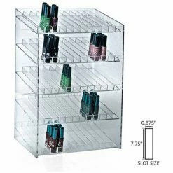 Global Approved 222885, 60 Compartment Cosmetic Display, 12"W x 18.5"H x 8.5"D, CLR, 1 Pc