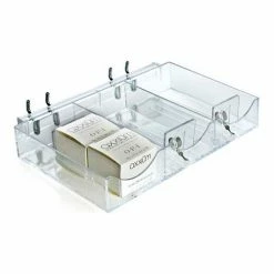 Global Approved 225504 3 Section Tray W/Pushers & Tracks-9.125"W x 1.5"H x 5.8125"D- CLR