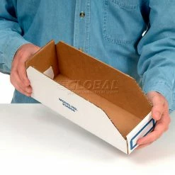 Global Industrial™ Foldable Corrugated Shelf Bin 2"W x 18"D x 4-1/2"H, White - Pkg Qty 100 -Containers & Organizers Sales Store 234804 08