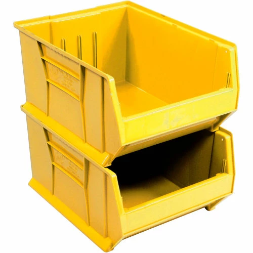 Quantum Storage Systems Quantum Plastic Hulk Stacking Bin, 18-1/4"W x 24"D x 12"H, Yellow 2 Quantum Storage Systems Quantum Plastic Hulk Stacking Bin, 18-1/4"W x 24"D x 12"H, Yellow - Image 2