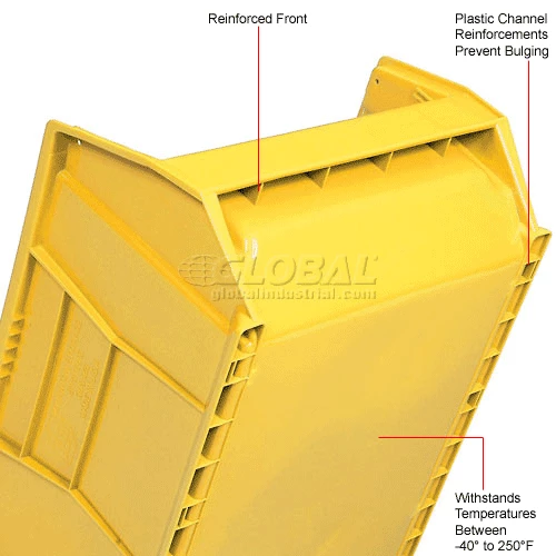 Quantum Storage Systems Quantum Plastic Hulk Stacking Bin, 16-1/2"W x 24"D x 11"H, Yellow 11 Quantum Storage Systems Quantum Plastic Hulk Stacking Bin, 16-1/2"W x 24"D x 11"H, Yellow - Image 11