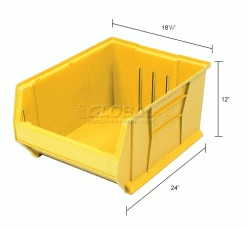 Quantum Storage Systems Quantum Plastic Hulk Stacking Bin, 18-1/4"W x 24"D x 12"H, Yellow 29 Quantum Storage Systems Quantum Plastic Hulk Stacking Bin, 18-1/4"W x 24"D x 12"H, Yellow -Containers & Organizers Sales Store 238053YL dim