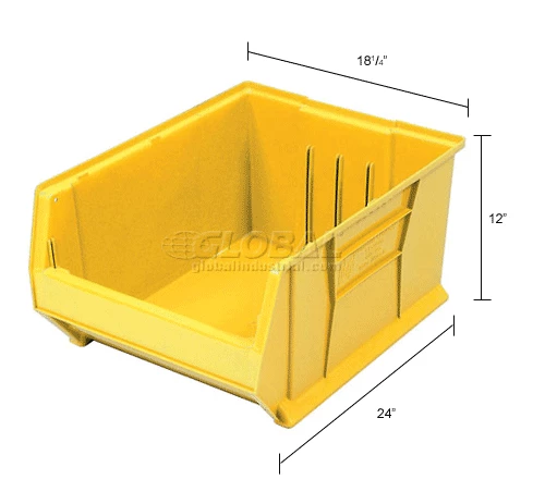 Quantum Storage Systems Quantum Plastic Hulk Stacking Bin, 18-1/4"W x 24"D x 12"H, Yellow 15 Quantum Storage Systems Quantum Plastic Hulk Stacking Bin, 18-1/4"W x 24"D x 12"H, Yellow - Image 15