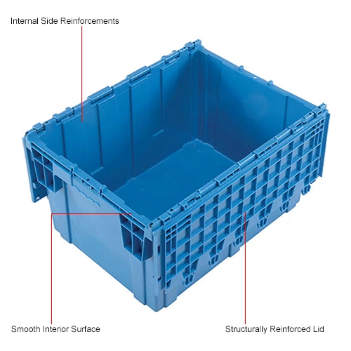 Global Industrial Plastic Shipping/Storage Tote W/Attached Lid, 28-1/8"x20-3/4"x15-5/8", Blue 16 Global Industrial Plastic Shipping/Storage Tote W/Attached Lid, 28-1/8"x20-3/4"x15-5/8", Blue - Image 16