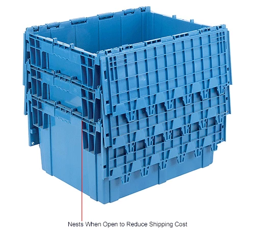 Global Industrial Plastic Shipping/Storage Tote W/Attached Lid, 28-1/8"x20-3/4"x15-5/8", Blue 17 Global Industrial Plastic Shipping/Storage Tote W/Attached Lid, 28-1/8"x20-3/4"x15-5/8", Blue - Image 17