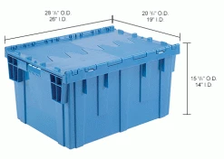 Global Industrial Plastic Shipping/Storage Tote W/Attached Lid, 28-1/8"x20-3/4"x15-5/8", Blue 40 Global Industrial Plastic Shipping/Storage Tote W/Attached Lid, 28-1/8"x20-3/4"x15-5/8", Blue -Containers & Organizers Sales Store 238148BLIN dim
