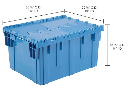 Global Industrial Plastic Shipping/Storage Tote W/Attached Lid, 28-1/8"x20-3/4"x15-5/8", Blue 20 Global Industrial Plastic Shipping/Storage Tote W/Attached Lid, 28-1/8"x20-3/4"x15-5/8", Blue - Image 20