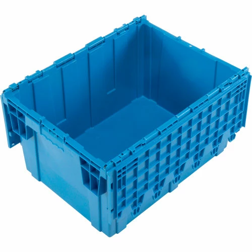 Global Industrial Plastic Shipping/Storage Tote W/Attached Lid, 28-1/8"x20-3/4"x15-5/8", Blue 2 Global Industrial Plastic Shipping/Storage Tote W/Attached Lid, 28-1/8"x20-3/4"x15-5/8", Blue - Image 2
