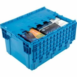 Global Industrial Plastic Shipping/Storage Tote W/Attached Lid, 28-1/8"x20-3/4"x15-5/8", Blue 24 Global Industrial Plastic Shipping/Storage Tote W/Attached Lid, 28-1/8"x20-3/4"x15-5/8", Blue -Containers & Organizers Sales Store 238148BL 03