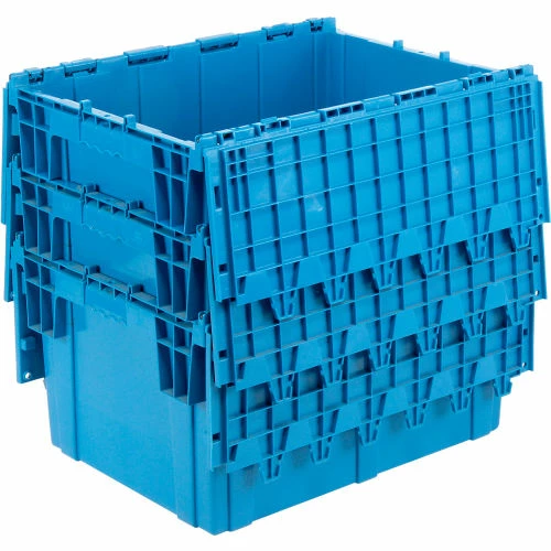 Global Industrial Plastic Shipping/Storage Tote W/Attached Lid, 28-1/8"x20-3/4"x15-5/8", Blue 6 Global Industrial Plastic Shipping/Storage Tote W/Attached Lid, 28-1/8"x20-3/4"x15-5/8", Blue - Image 6
