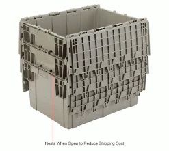 Global Industrial™ Plastic Shipping/Storage Tote W/Attached Lid, 28-1/8"x20-3/4"x15-5/8", Gray -Containers & Organizers Sales Store 238148IN 4wco