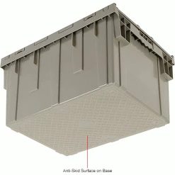 Global Industrial™ Plastic Shipping/Storage Tote W/Attached Lid, 28-1/8"x20-3/4"x15-5/8", Gray -Containers & Organizers Sales Store 238148IN 6wco