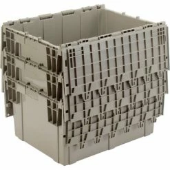 Global Industrial™ Plastic Shipping/Storage Tote W/Attached Lid, 28-1/8"x20-3/4"x15-5/8", Gray -Containers & Organizers Sales Store 238148 05