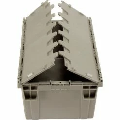 Global Industrial™ Plastic Shipping/Storage Tote W/Attached Lid, 28-1/8"x20-3/4"x15-5/8", Gray -Containers & Organizers Sales Store 238148 06