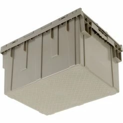 Global Industrial™ Plastic Shipping/Storage Tote W/Attached Lid, 28-1/8"x20-3/4"x15-5/8", Gray -Containers & Organizers Sales Store 238148 07