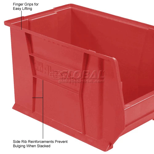 Akro-Mils® Super-Size AkroBin® Plastic Stacking Bin, 12-3/8"W x 20"D x 12"H, Red - Pkg Qty 2 14 Akro-Mils® Super-Size AkroBin® Plastic Stacking Bin, 12-3/8"W x 20"D x 12"H, Red - Pkg Qty 2 - Image 14