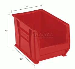 Akro-Mils® Super-Size AkroBin® Plastic Stacking Bin, 12-3/8"W x 20"D x 12"H, Red - Pkg Qty 2 35 Akro-Mils® Super-Size AkroBin® Plastic Stacking Bin, 12-3/8"W x 20"D x 12"H, Red - Pkg Qty 2 -Containers & Organizers Sales Store 238284RD dim