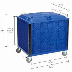 Global Industrial™ Easy Assembly Solid Wall Container - Lid/Casters 39-1/4x31-1/2x34 Overall -Containers & Organizers Sales Store 239452P dim