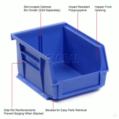 Global Industrial™ Plastic Stack & Hang Bin (24) 5-1/2"x10-7/8x5" & (24) 4-1/8"x5-3/8"x3", Blue -Containers & Organizers Sales Store 239470BL 1wco