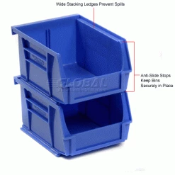 Global Industrial™ Plastic Stack & Hang Bin (24) 5-1/2"x10-7/8x5" & (24) 4-1/8"x5-3/8"x3", Blue -Containers & Organizers Sales Store 239470BL 3wco