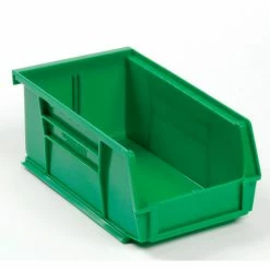 Global Industrial Plastic Stack & Hang Bin, 4-1/8"W x 7-3/8"D x 3"H, Green - Pkg Qty 24