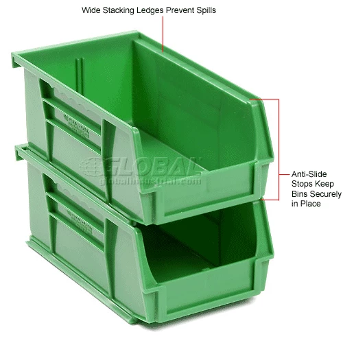 Global Industrial Plastic Stack & Hang Bin, 4-1/8"W x 7-3/8"D x 3"H, Green - Pkg Qty 24 15 Global Industrial Plastic Stack & Hang Bin, 4-1/8"W x 7-3/8"D x 3"H, Green - Pkg Qty 24 - Image 15