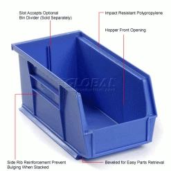 Global Industrial™ Plastic Stack & Hang Bin (24) 5-1/2"x10-7/8x5" & (24) 4-1/8"x5-3/8"x3", Blue -Containers & Organizers Sales Store 239472BL 1wco