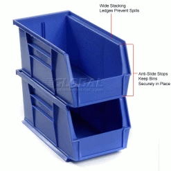 Global Industrial™ Plastic Stack & Hang Bin (24) 5-1/2"x10-7/8x5" & (24) 4-1/8"x5-3/8"x3", Blue -Containers & Organizers Sales Store 239472BL 3wco