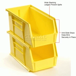 Global Industrial™ Plastic Stack & Hang Bin, 5-1/2"W x 10-7/8"D x 5"H, Yellow - Pkg Qty 12 -Containers & Organizers Sales Store 239472YL 3wco