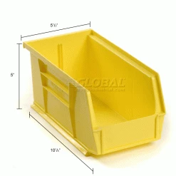 Global Industrial™ Plastic Stack & Hang Bin, 5-1/2"W x 10-7/8"D x 5"H, Yellow - Pkg Qty 12 -Containers & Organizers Sales Store 239472YL dim