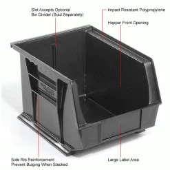 Global Industrial Plastic Stack & Hang Bin, 8-1/4"W x 10-3/4"D x 7"H, Black - Pkg Qty 6 -Containers & Organizers Sales Store 239473BK 1wco