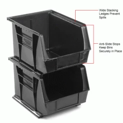 Global Industrial Plastic Stack & Hang Bin, 8-1/4"W x 10-3/4"D x 7"H, Black - Pkg Qty 6 -Containers & Organizers Sales Store 239473BK 3wco