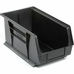 Global Industrial™ Plastic Stack & Hang Bin, 8-1/4"W x 14-3/4"D x 7"H, Black - Pkg Qty 12