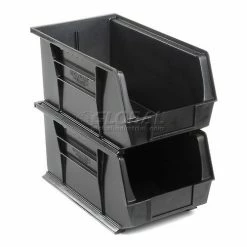 Global Industrial™ Plastic Stack & Hang Bin, 8-1/4"W x 14-3/4"D x 7"H, Black - Pkg Qty 12 -Containers & Organizers Sales Store 239474BK 02