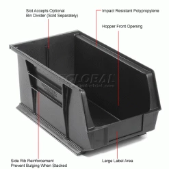 Global Industrial™ Plastic Stack & Hang Bin, 8-1/4"W x 14-3/4"D x 7"H, Black - Pkg Qty 12 -Containers & Organizers Sales Store 239474BK 1wco