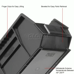Global Industrial™ Plastic Stack & Hang Bin, 8-1/4"W x 14-3/4"D x 7"H, Black - Pkg Qty 12 -Containers & Organizers Sales Store 239474BK 2wco