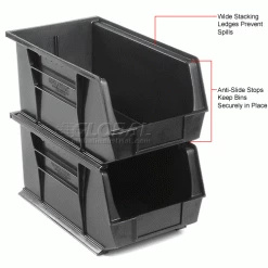 Global Industrial™ Plastic Stack & Hang Bin, 8-1/4"W x 14-3/4"D x 7"H, Black - Pkg Qty 12 -Containers & Organizers Sales Store 239474BK 3wco