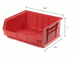 Global Industrial™ Plastic Stack & Hang Bin, 16-1/2"W x 14-3/4"D x 7"H, Red - Pkg Qty 6 -Containers & Organizers Sales Store 239475RD dim