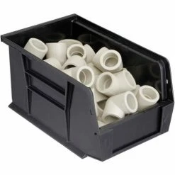 Plastic Stack & Hang Bin, 6"W x 9-1/4" D x 5"H, Black - Pkg Qty 12