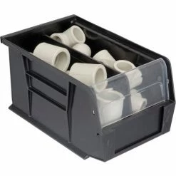 Plastic Stack & Hang Bin, 6"W x 9-1/4" D x 5"H, Black - Pkg Qty 12 30 Plastic Stack & Hang Bin, 6"W x 9-1/4" D x 5"H, Black - Pkg Qty 12 -Containers & Organizers Sales Store 239608BK 05