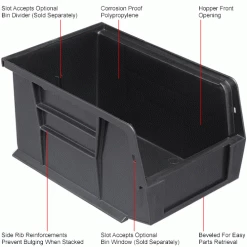 Plastic Stack & Hang Bin, 6"W x 9-1/4" D x 5"H, Black - Pkg Qty 12 44 Plastic Stack & Hang Bin, 6"W x 9-1/4" D x 5"H, Black - Pkg Qty 12 -Containers & Organizers Sales Store 239608BK 1wco