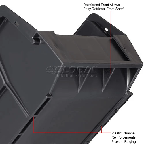 Plastic Stack & Hang Bin, 6"W x 9-1/4" D x 5"H, Black - Pkg Qty 12 21 Plastic Stack & Hang Bin, 6"W x 9-1/4" D x 5"H, Black - Pkg Qty 12 - Image 21
