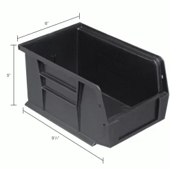 Plastic Stack & Hang Bin, 6"W x 9-1/4" D x 5"H, Black - Pkg Qty 12 49 Plastic Stack & Hang Bin, 6"W x 9-1/4" D x 5"H, Black - Pkg Qty 12 -Containers & Organizers Sales Store 239608BK dim