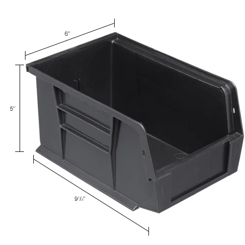 Plastic Stack & Hang Bin, 6"W x 9-1/4" D x 5"H, Black - Pkg Qty 12 25 Plastic Stack & Hang Bin, 6"W x 9-1/4" D x 5"H, Black - Pkg Qty 12 - Image 25