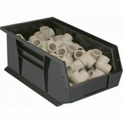 Plastic Stack & Hang Bin, 8-1/4"W x 13-5/8"D x 8"H, Black - Pkg Qty 12