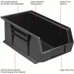 Plastic Stack & Hang Bin, 8-1/4"W x 13-5/8"D x 8"H, Black - Pkg Qty 12 -Containers & Organizers Sales Store 239610BKIN 1wco